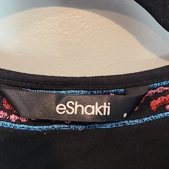 eShakti Embroidered Dress Womens Size 0 Boho Black Fall Festival Prairie Country - Picture 8 of 10